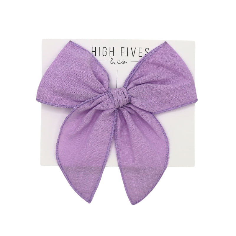 High Fives Linen Fable Bow Clip - Lavender