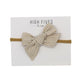 High Fives Printed Linen Bow Nylon Headband - Taupe Stripe