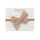 High Fives Printed Linen Bow Nylon Headband - Beige / White Dot