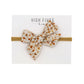 High Fives Floral Linen Bow Nylon Headband - Warm Watercolor Floral Ivory