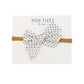 High Fives Printed Linen Bow Nylon Headband - White / Black Dot