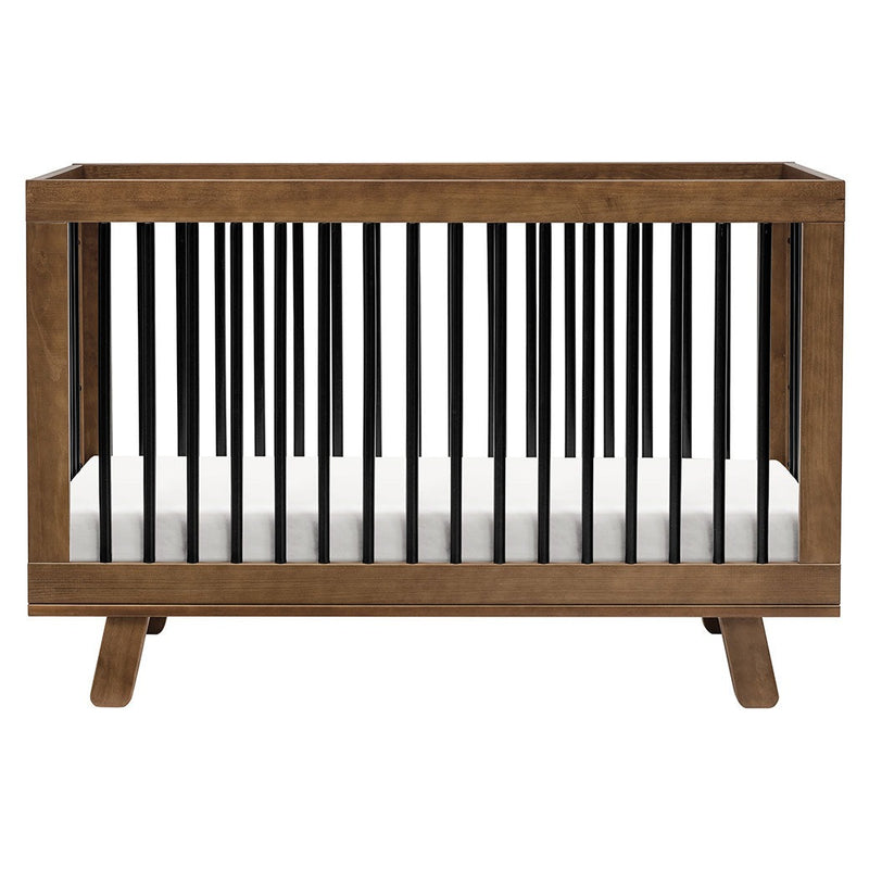 Babyletto Hudson 3-in-1 Convertible Crib with Toddler Bed Conversion Kit - Natural Walnut / Black