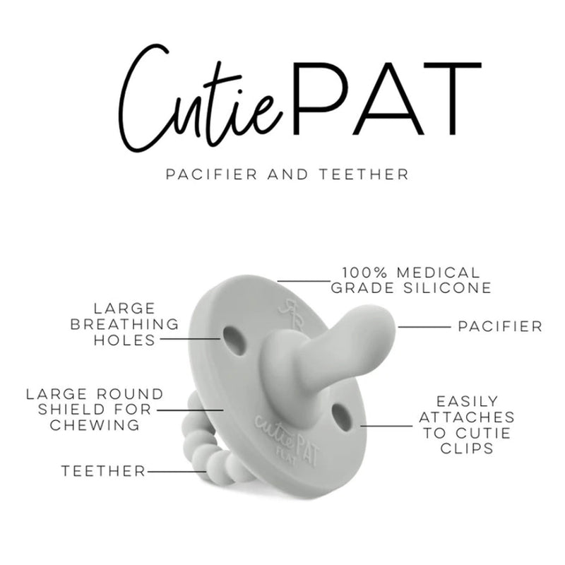 Ryan and Rose Flat Cutie PAT Pacifier 2 Pack - Grey / White