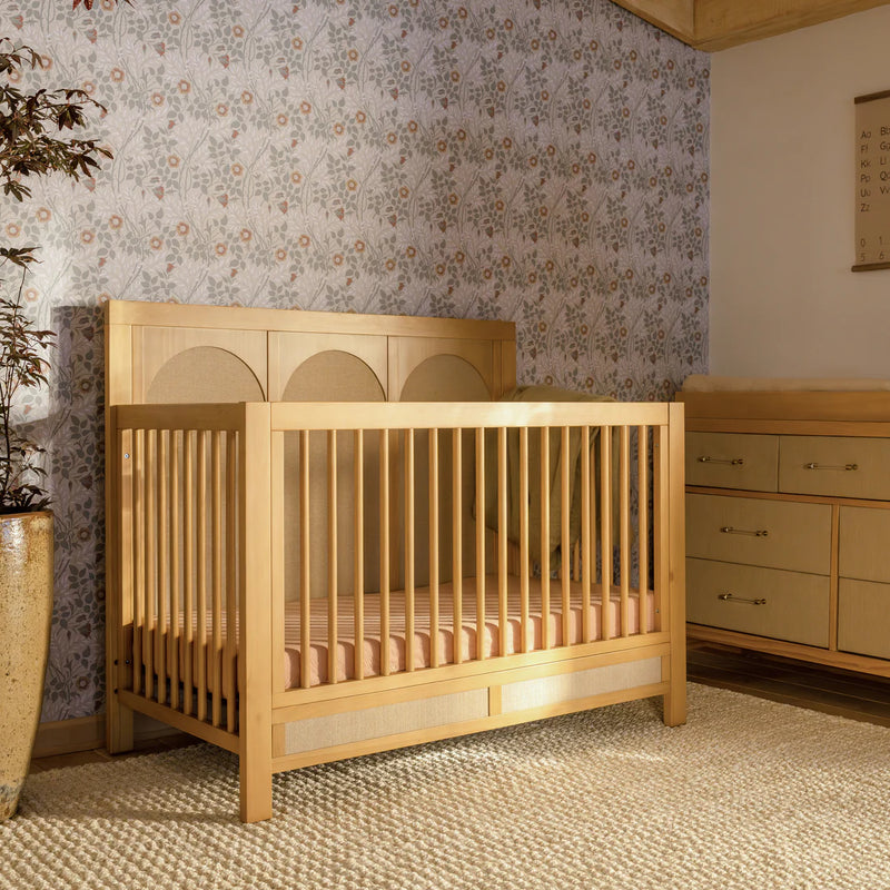 Namesake Eloise 4-in-1 Convertible Crib - Honey and Performance Sand Eco-Weave
