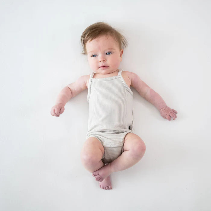 Kyte Baby Spaghetti Strap Leotard - Ribbed Oat