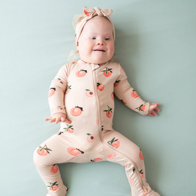 Kyte Baby Printed Zippered Footie - Peach 
