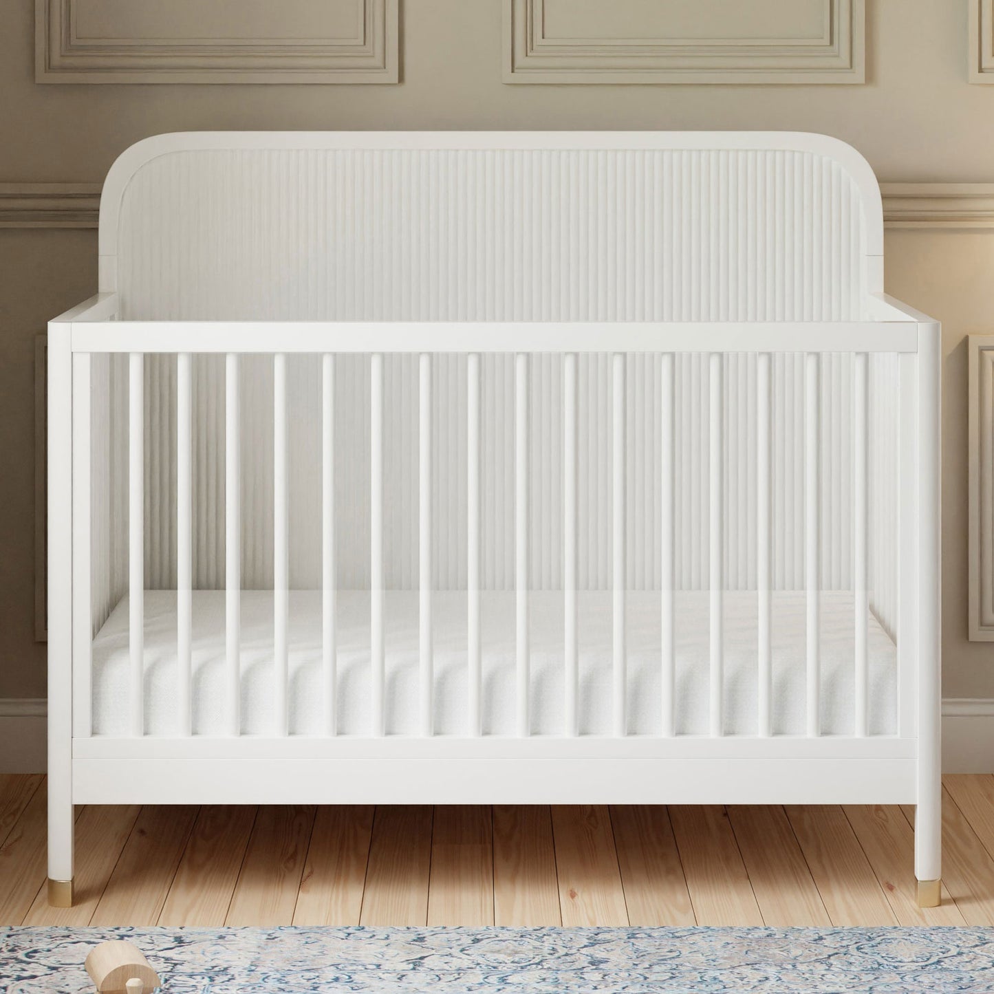 Namesake Brimsley Tambour 4-in-1 Convertible Crib - Warm White in nursery