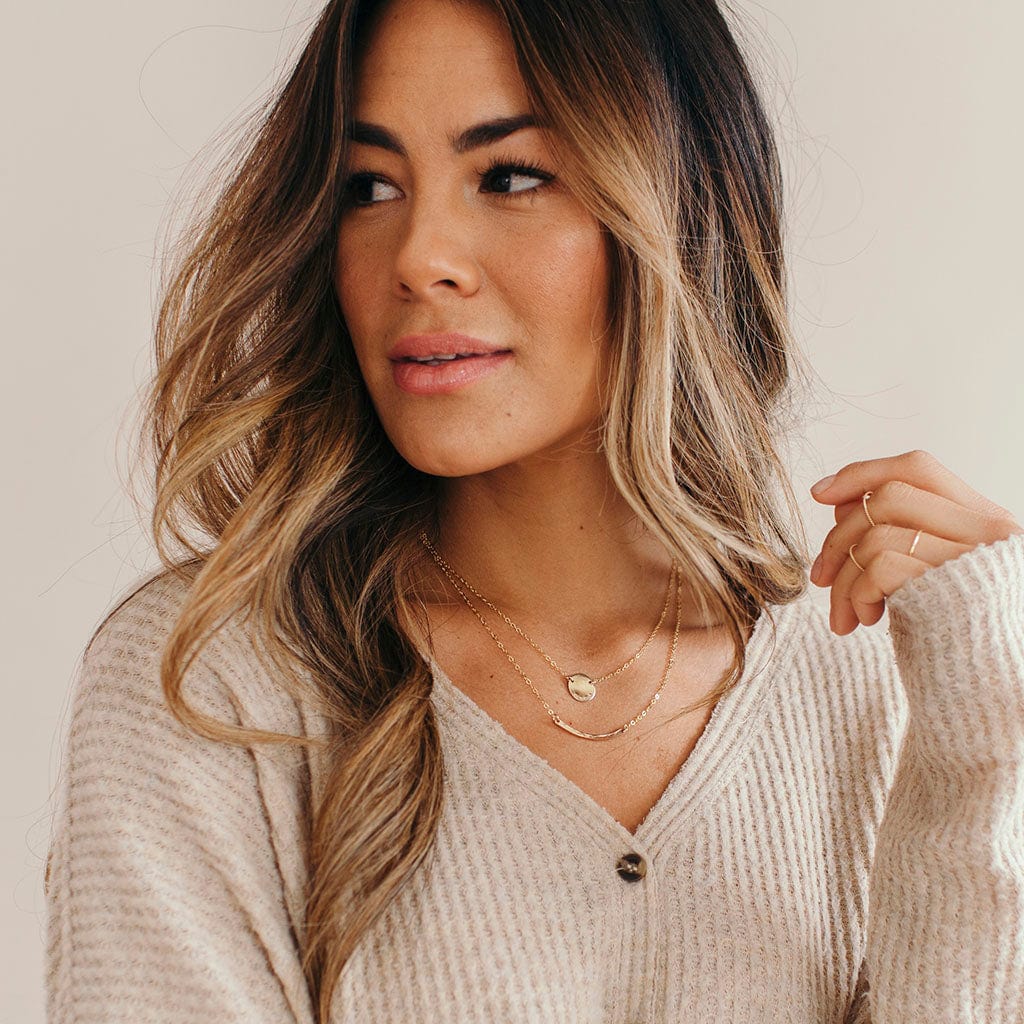 woman wearing Made by Mary Mama Mini Zola Necklace - Gold