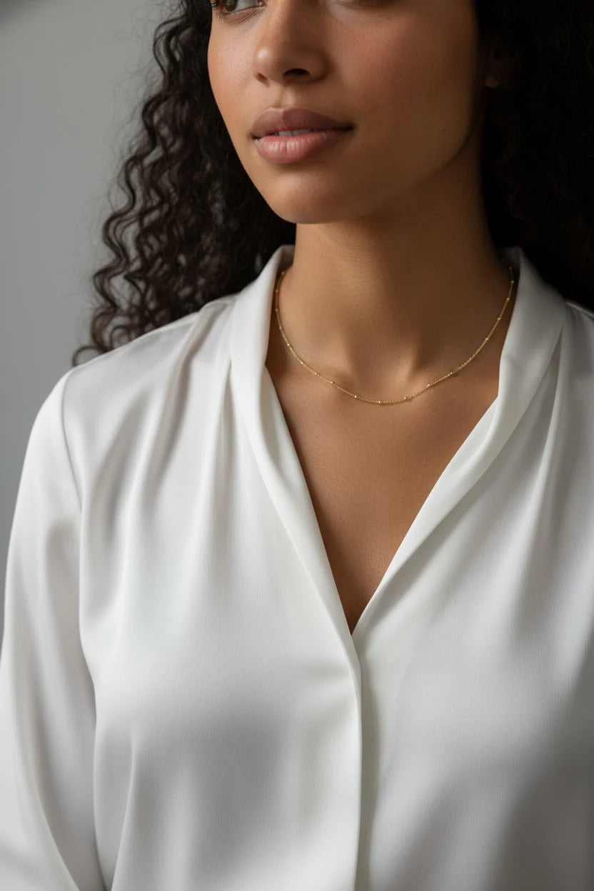 Miel & Gold Satellite Chain Necklace 1mm 18k Gold Filled