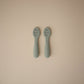 Mushie First Feeding Baby Spoons 2-Pack - Cambridge Blue / Shifting Sand