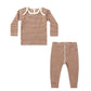 Quincy Mae Ribbed Tee + Legging Set - Cedar Micro Stripe