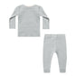 Quincy Mae Ribbed Tee + Legging Set - Steel Blue Micro Stripe
