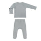 Quincy Mae Wrap Top + Footed Pant Set - Steel Blue