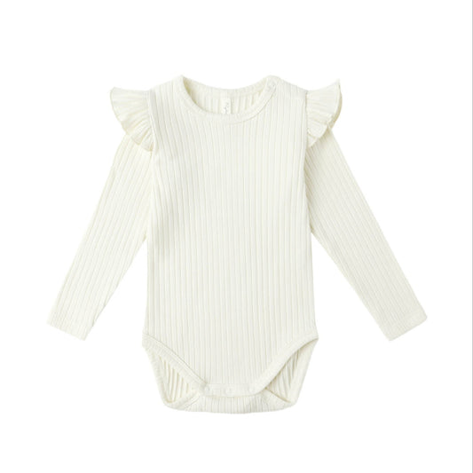 Rylee and Cru Shoulder Ruffle Bodysuit - Ivory