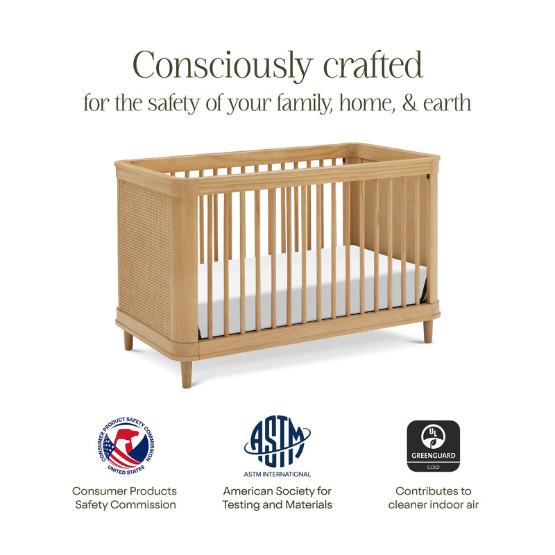 Namesake Marin with Cane 3-in-1 Convertible Crib - Honey and Honey Cane