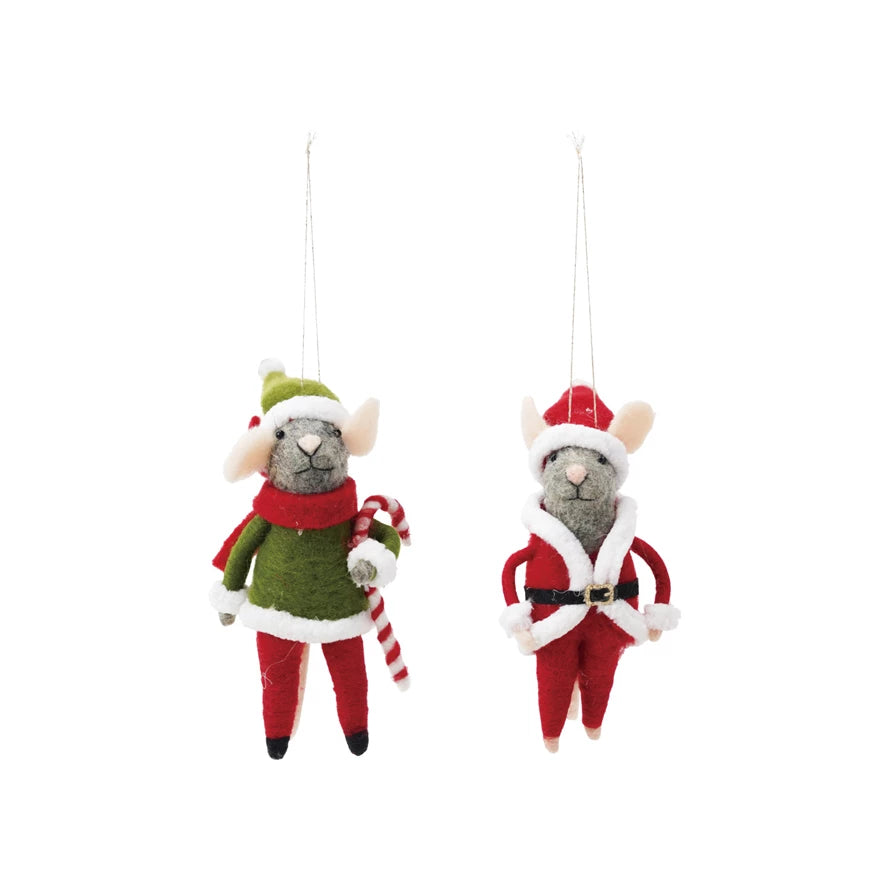 Creative Co-op Handmade Wool Felt Mouse Ornament