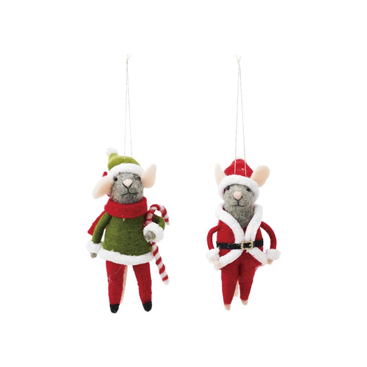 Creative Co-op Handmade Wool Felt Mouse Ornament