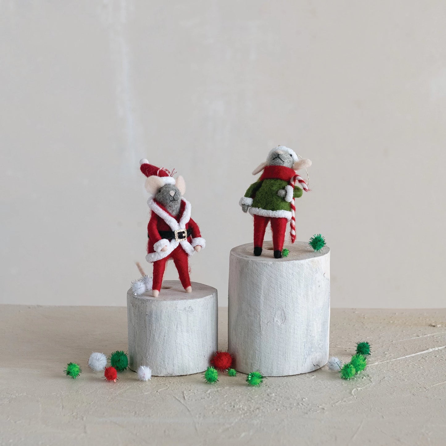 Creative Co-op Handmade Wool Felt Mouse Ornament