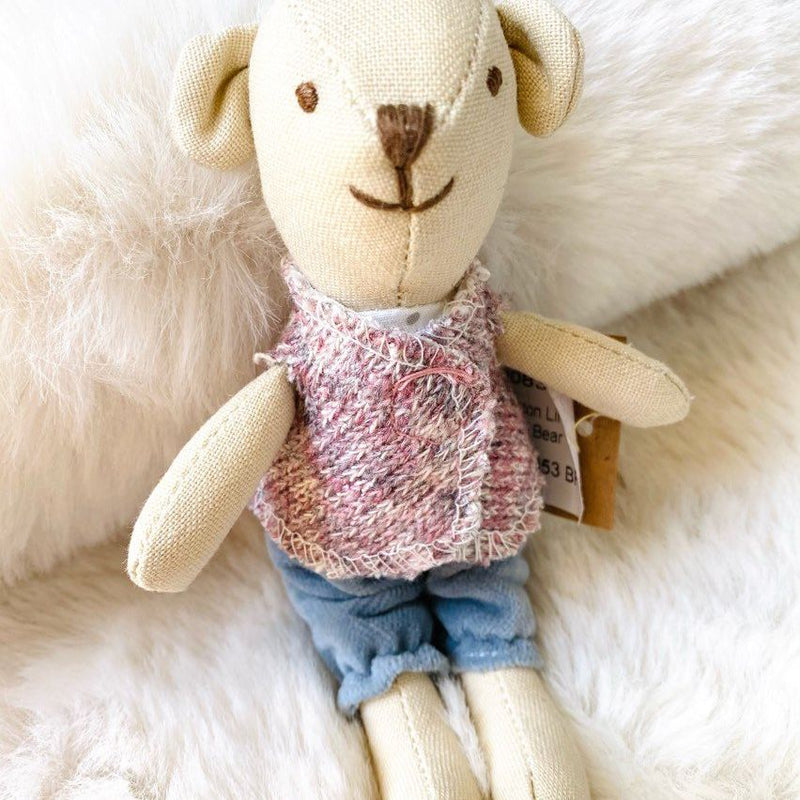 Creative Co-op Cotton Linen Mini Animal Doll - Bear