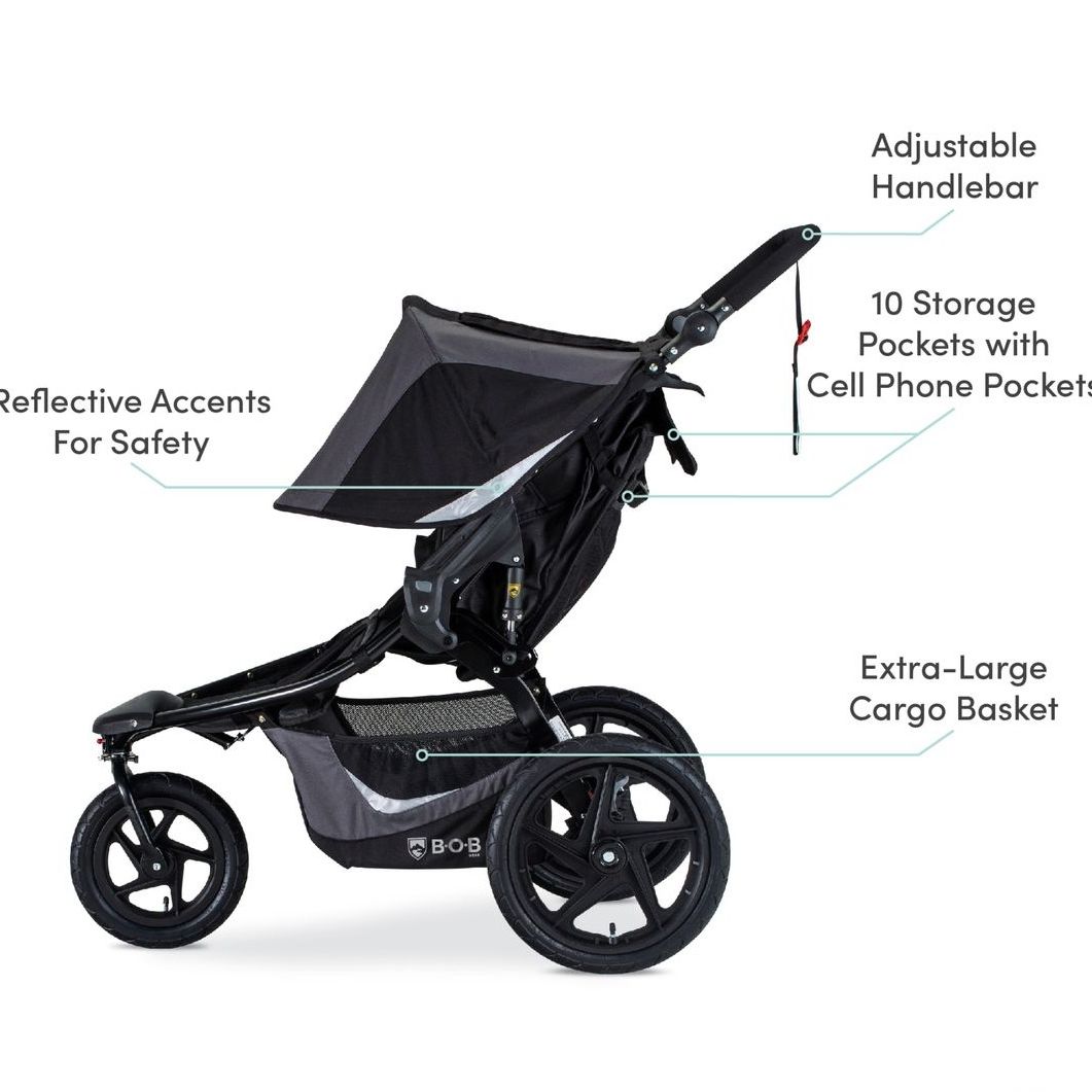 BOB Revolution Flex Duallie 3.0 Double Jogging Stroller Features - Graphite Black
