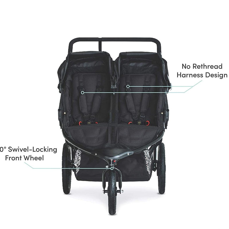 BOB Revolution Flex Duallie 3.0 Double Jogging Stroller Features - Graphite Black