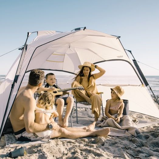 Family using Veer Family Basecamp Tent - White