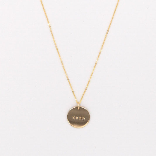 Made by Mary Gold Filled Nana 5/8" Disc Necklace
