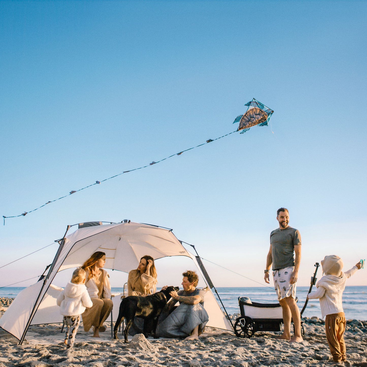 Family using Veer Family Basecamp Tent - White