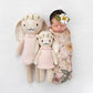 Newborn baby sleeping next to Cuddle and Kind Hannah the Bunny - Blush