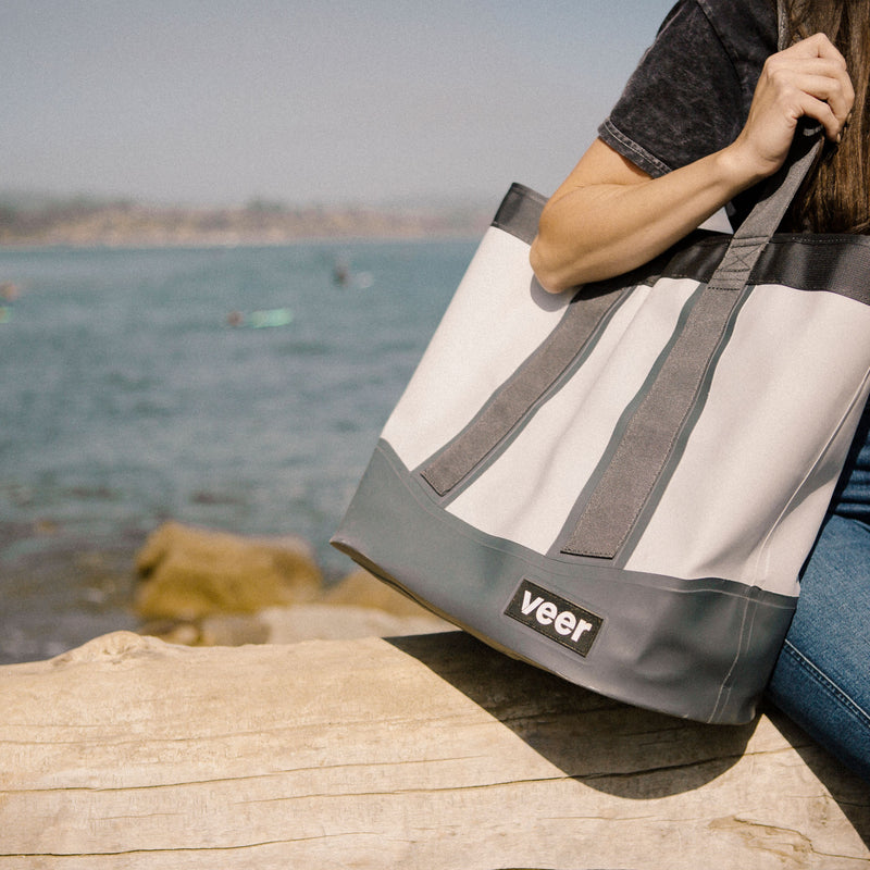 Woman holding Veer Adventure Tote - White