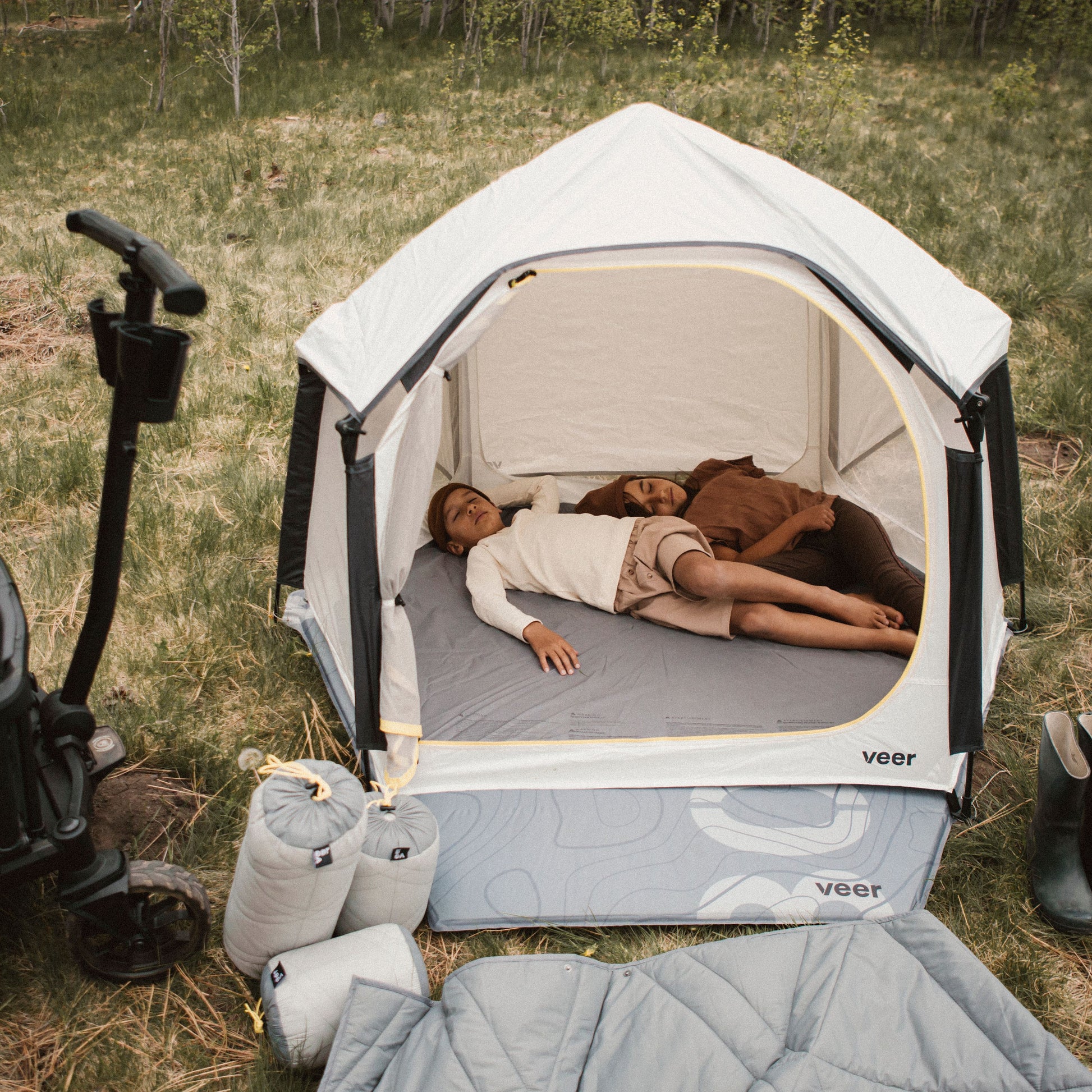 Veer Basecamp Tent with People inside - White