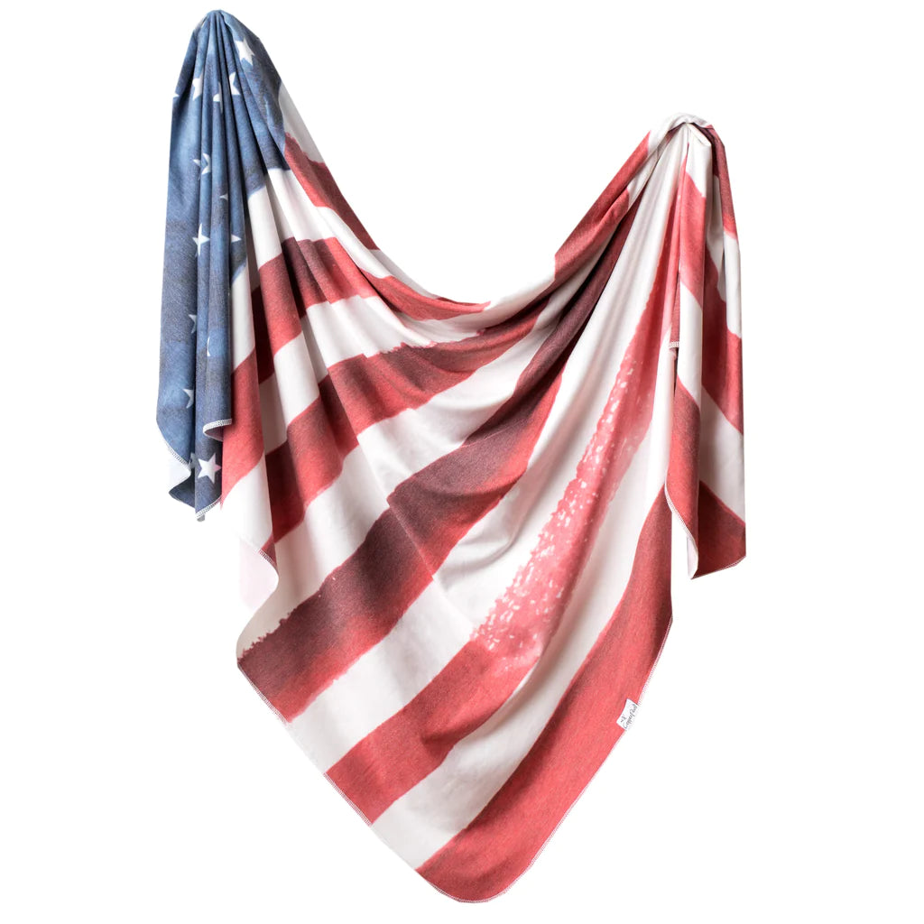 Copper Pearl Knit Swaddle Blanket - Patriot