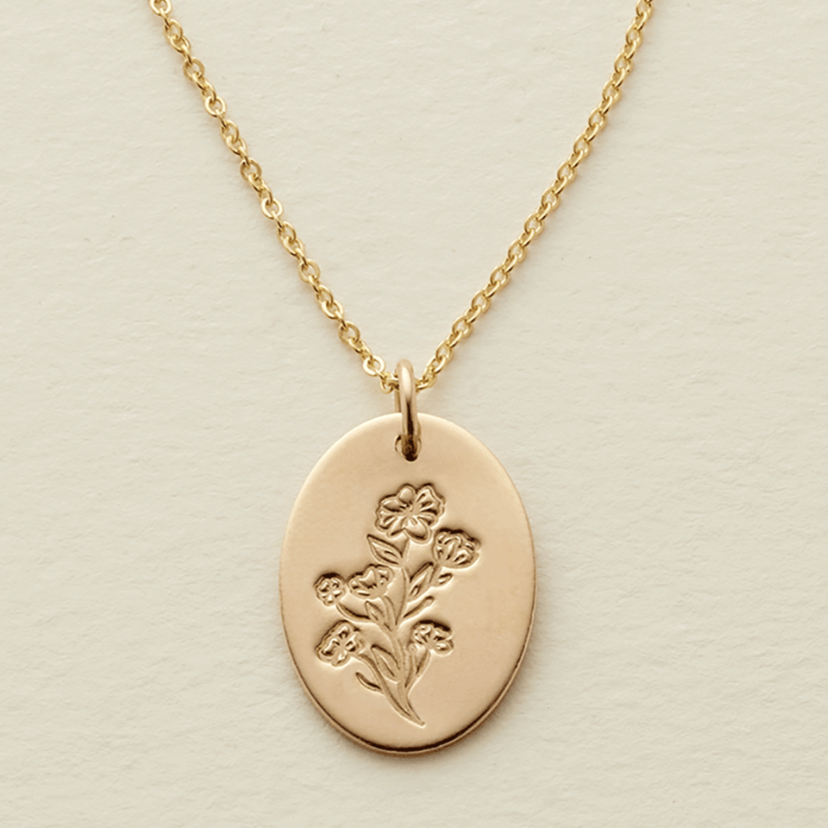 Made by Mary Gold Filled Family Florals Oval Disc Necklace - 6 Blooms