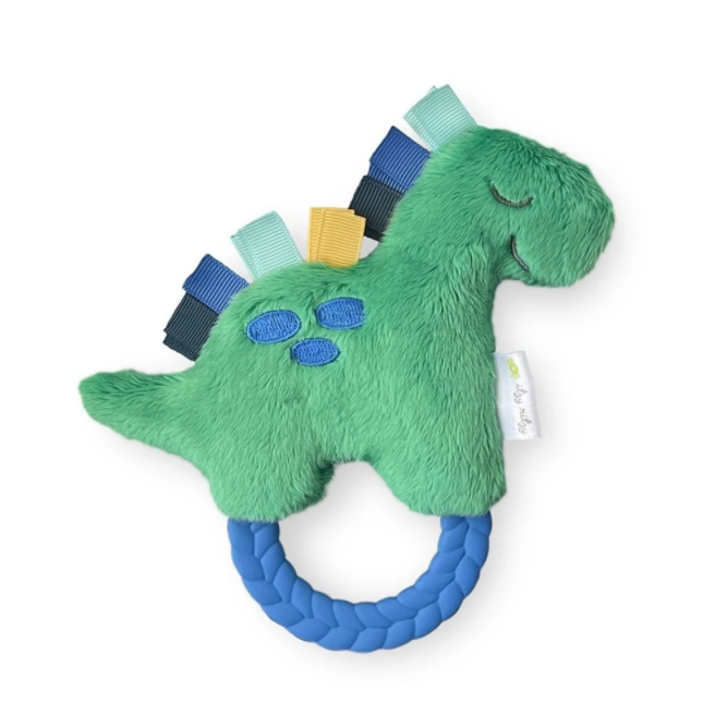 Itzy Ritzy Ritzy Rattle Pal - Plush Rattle Pal with Teether - Dino