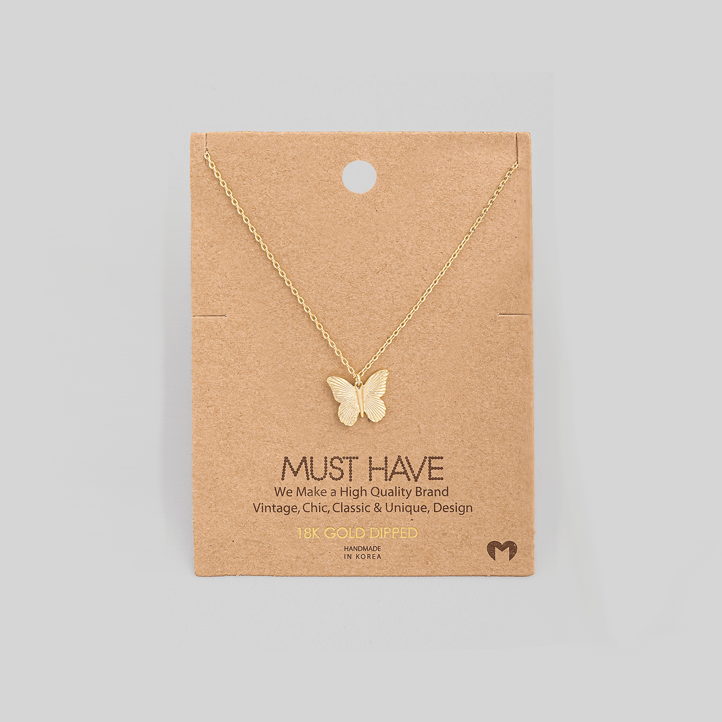 Fame Metallic Dainty Butterfly Pendant Necklace - Gold