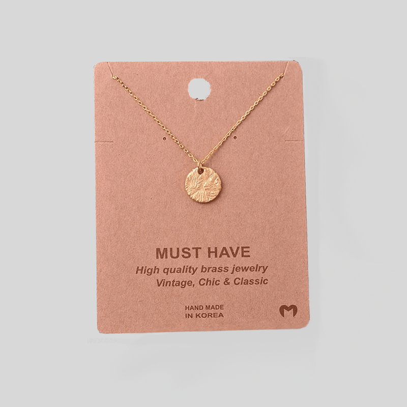 Fame Hammered Coin Pendant Necklace - Gold