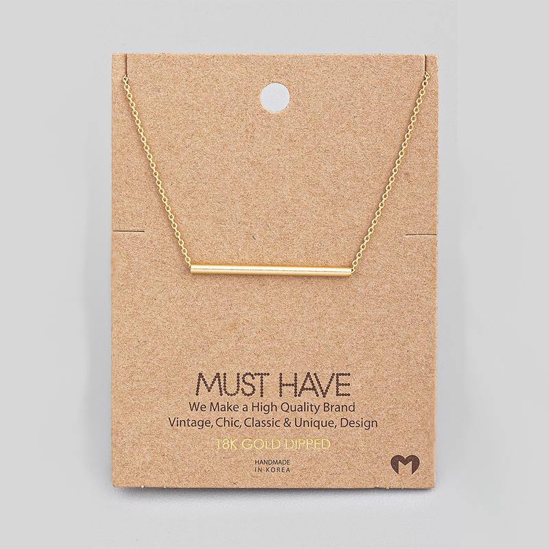 Fame Cylinder Bar Pendant Necklace - Gold