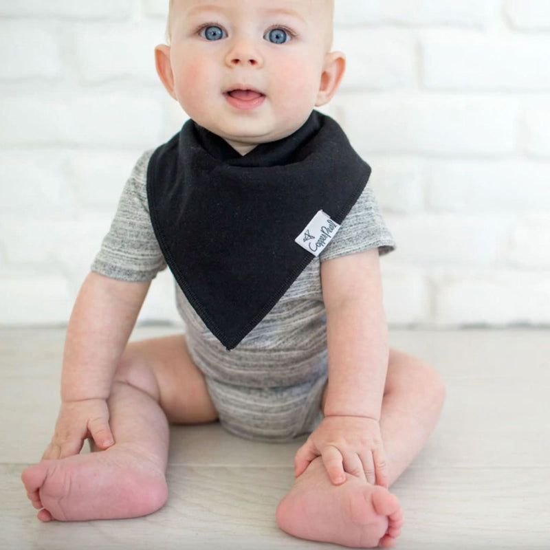 Baby wearing Copper Pearl Single Baby Bandana Bib - Black