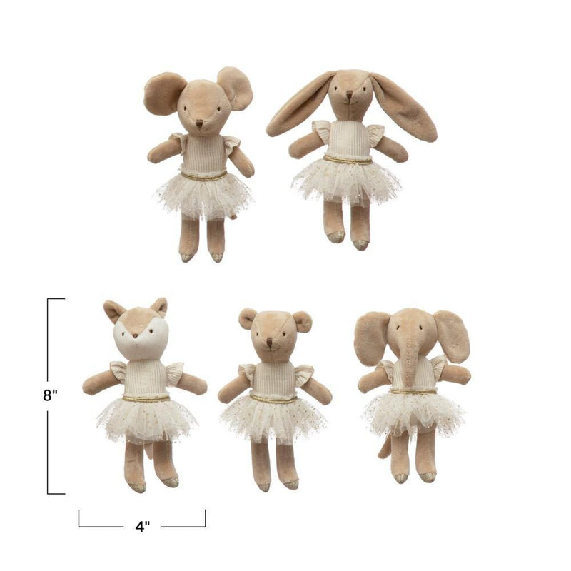 Creative Co-op Plush Ballerina Mini Animal Doll
