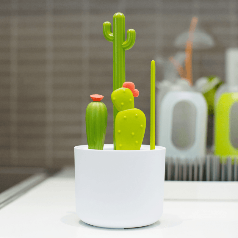 Boon CACTI Bottle Cleaning Brush Set - White/Green