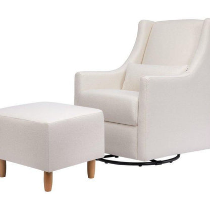 Babyletto Toco Swivel Glider and Ottoman - Performance Cream Eco-Weave with Natural Feet