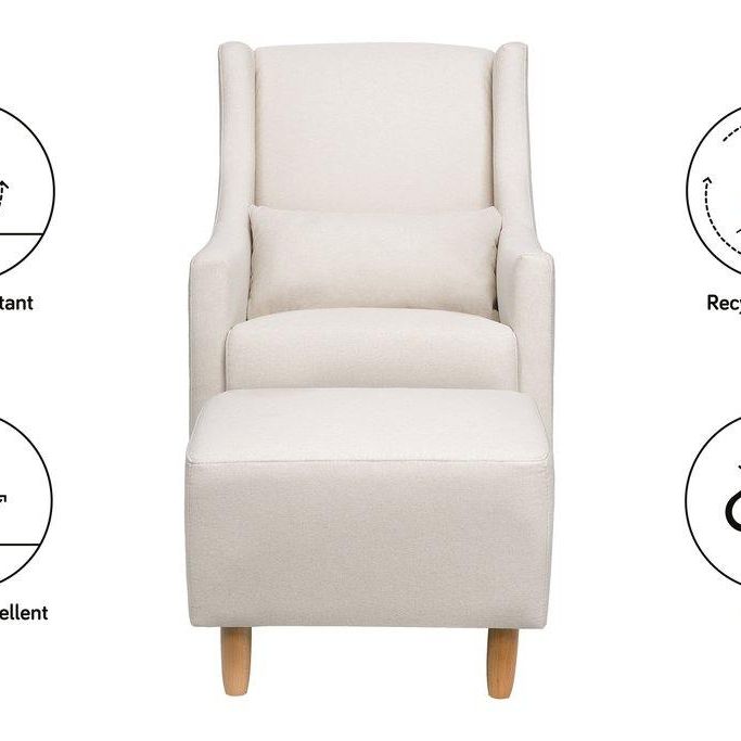 Babyletto Toco Swivel Glider and Ottoman - Performance Cream Eco-Weave with Natural Feet